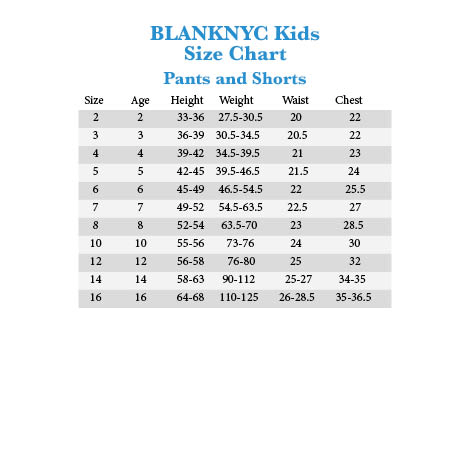 Blank Nyc Size Chart