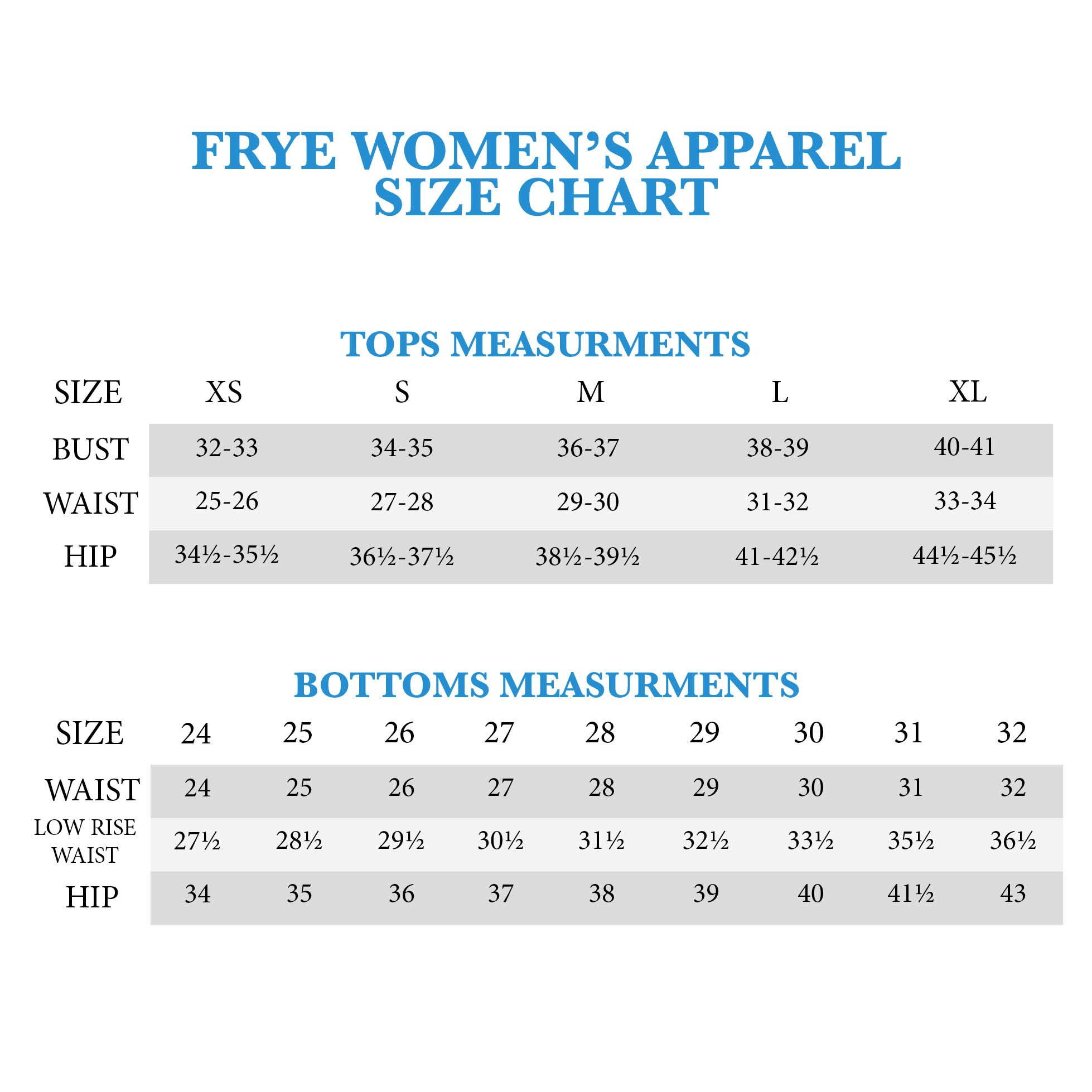 Frye Shoe Size Chart
