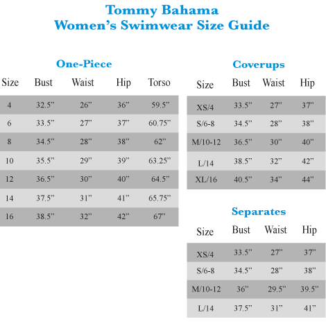 Tommy Bahama Size Chart Womens
